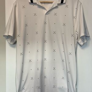 Nike White Polo with Black Cross and Dot Print